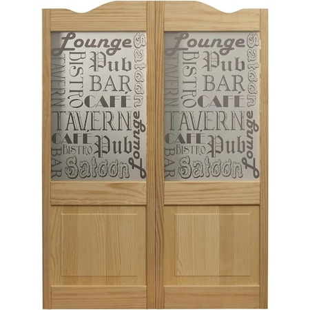 American Wood 24 x 42 in. Full Glass Tavern Louvered Cafe Door, Unfinished Pine 182442